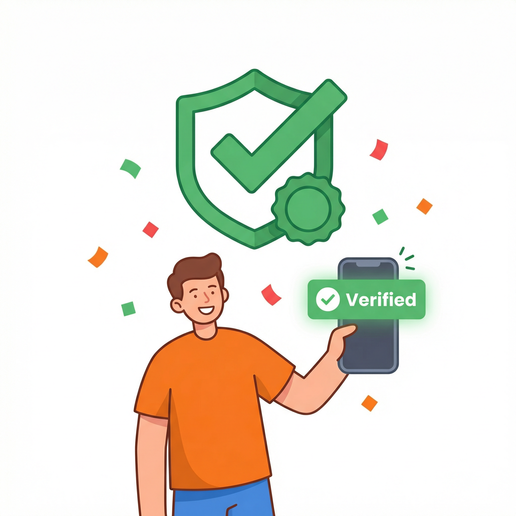 Person receiving verified approval on their phone